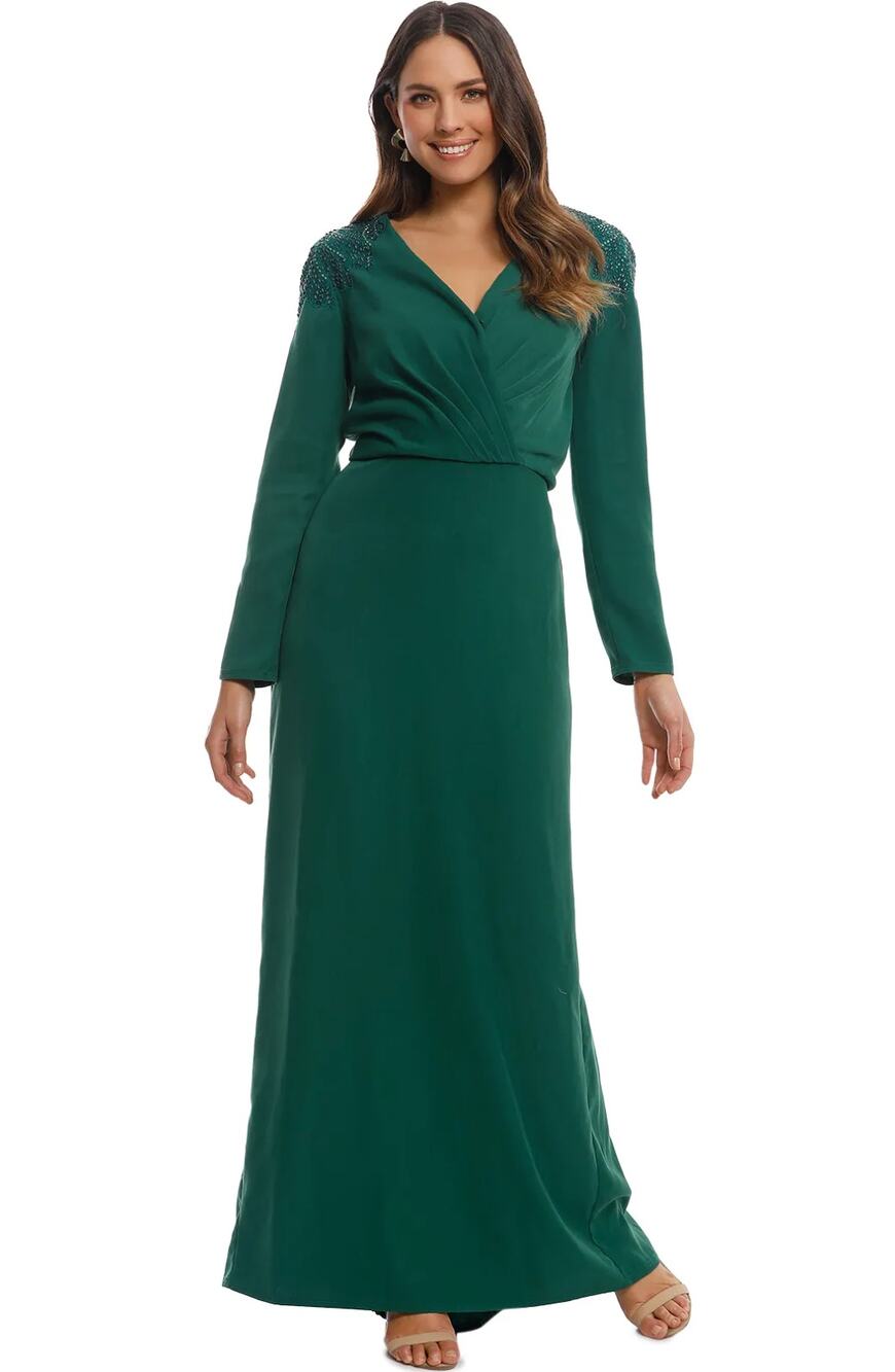 Tadashi Shoji Whimbrel Gown Womens 10 Green Beaded Formal Mother of Bride $745